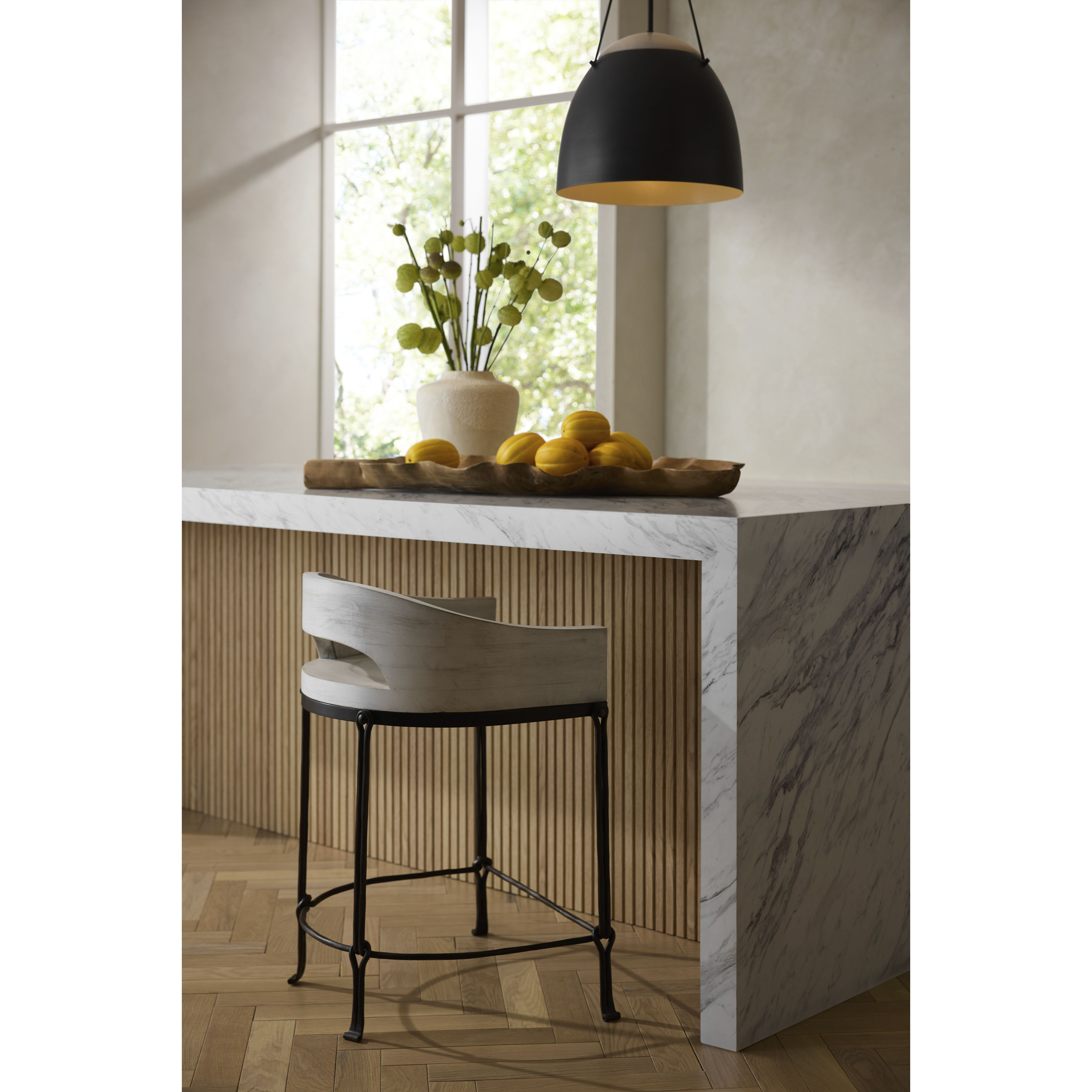 Montgomery 31.5 inch Whitewash and Natural Iron Counter Stool